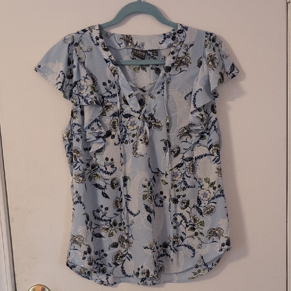 Floral Ruffle Sleeve Women's Top